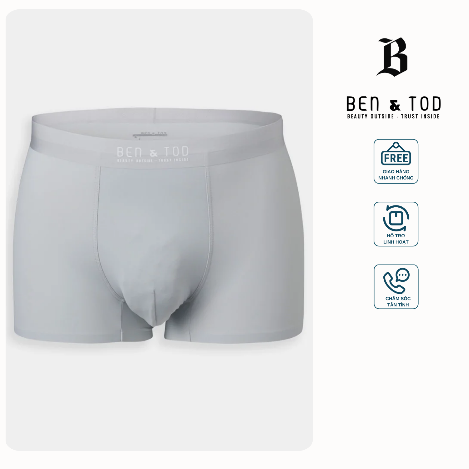 Quần Boxer Seamless BEN & TOD DLB4610BC011 mềm mại lớp vải lót kháng khuẩn cotton co giãn thoáng mát