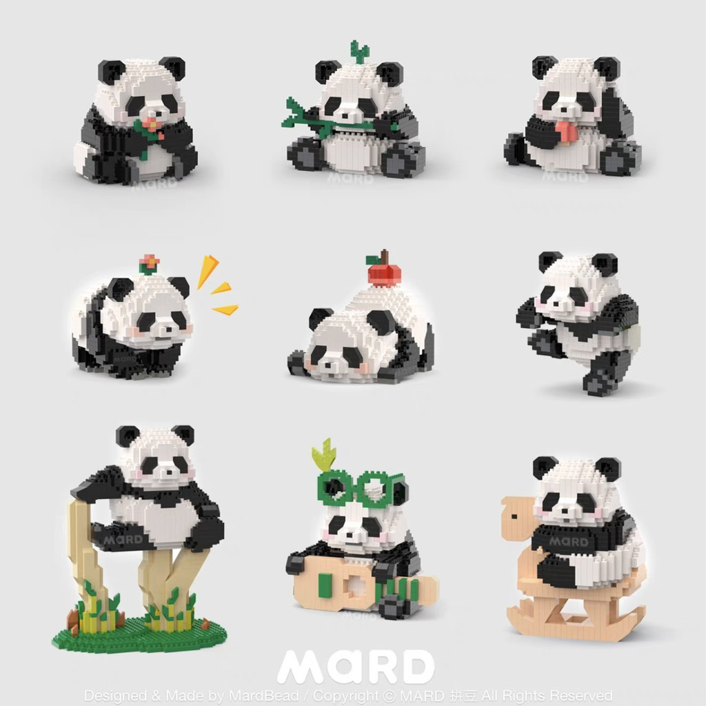 Sẵn lego panda, bộ xếp hình gấu trúc chính hãng mard, hoa hoa, manh lan, phúc bảo