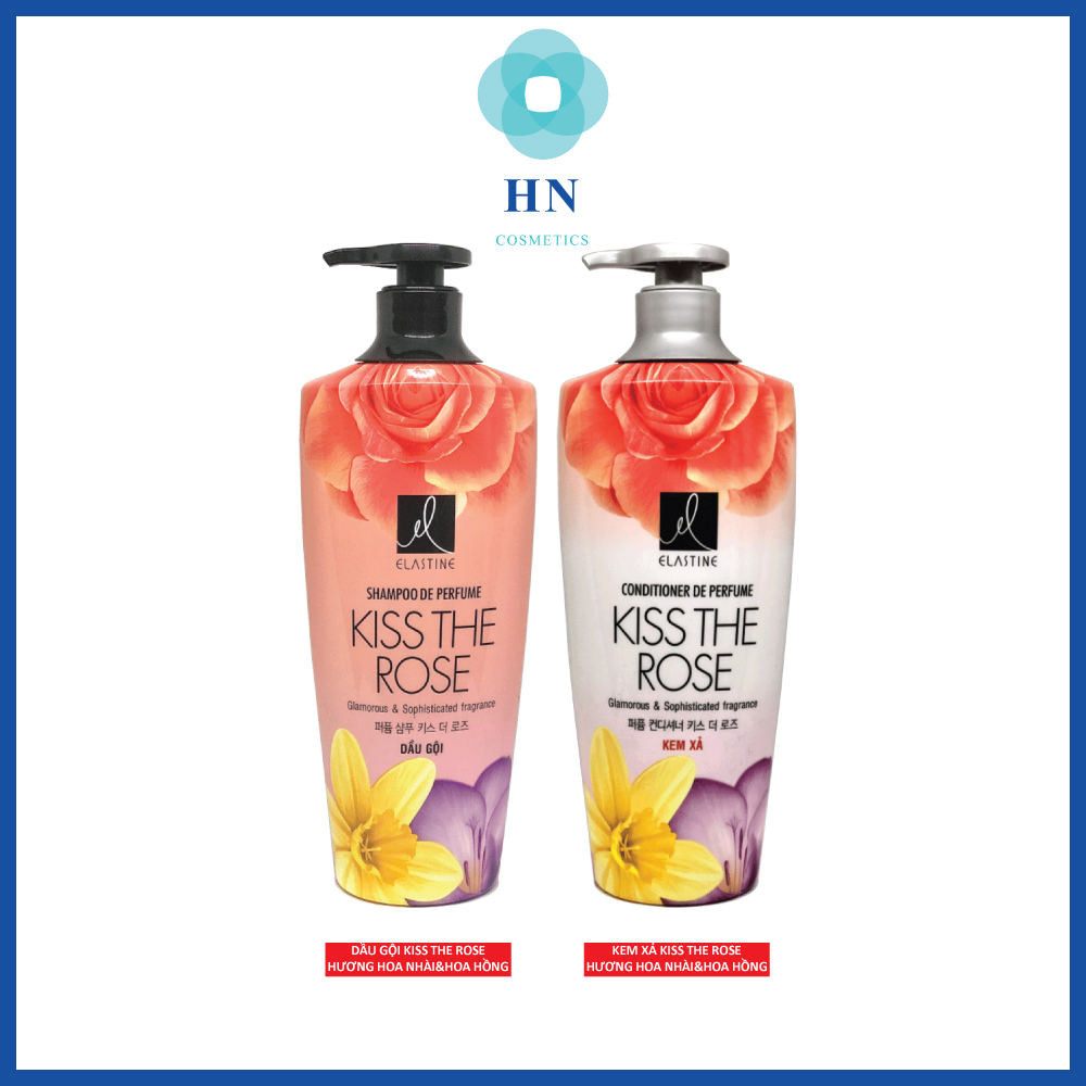 Combo dầu gội và xả nước hoa Elastine Kiss The Rose 600ml