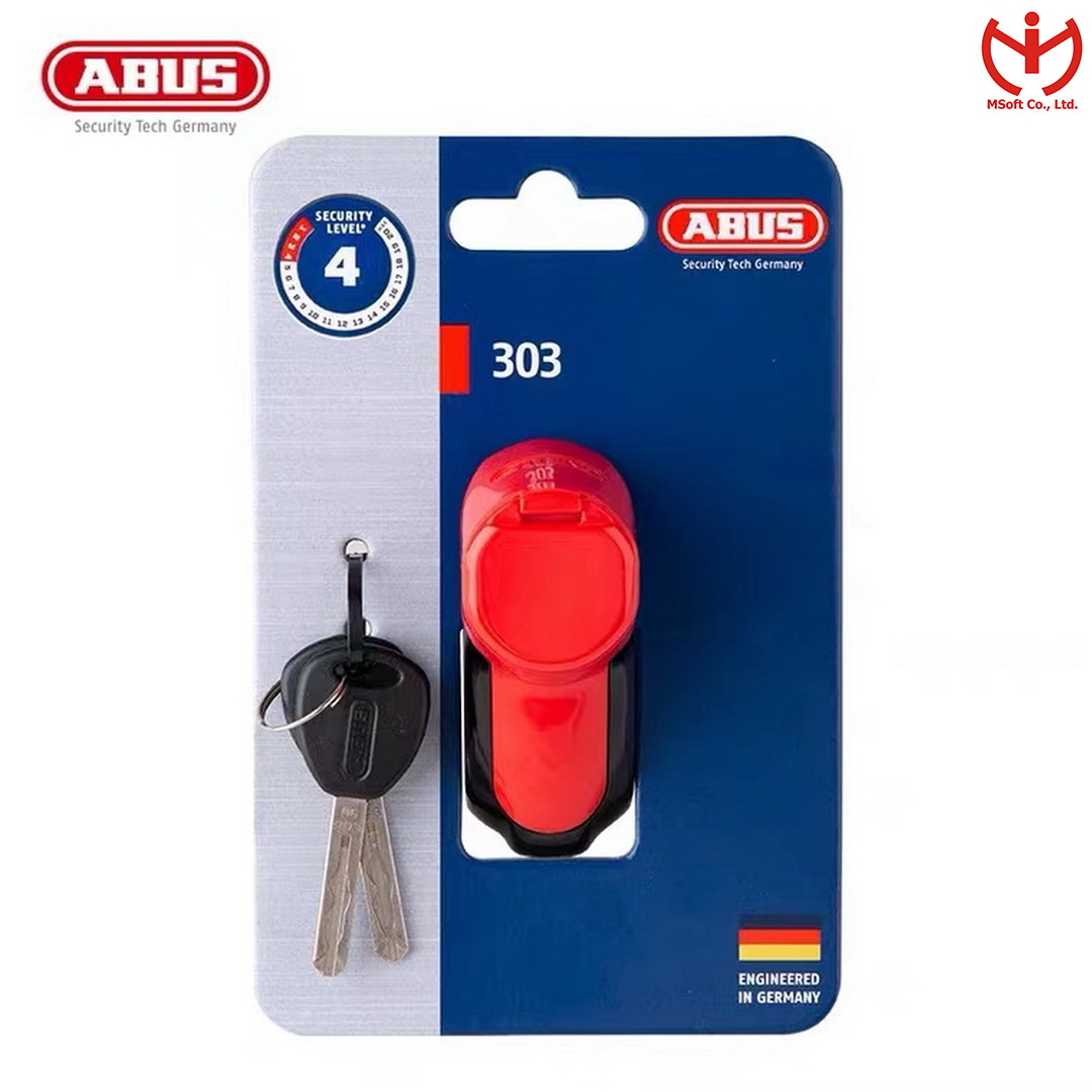 Khóa xe máy ABUS 303 RED C/SB chốt thép 5mm dùng khóa phanh đĩa xe máy - MSOFT