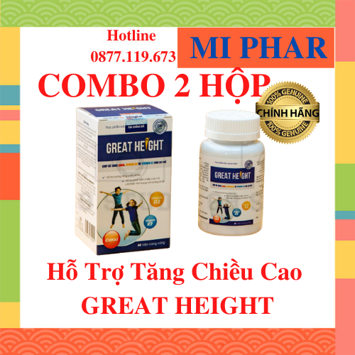 [miễn phí ship| combo 2 hộp great height giúp tăng trưởng chiều cao cho trẻ- mi001