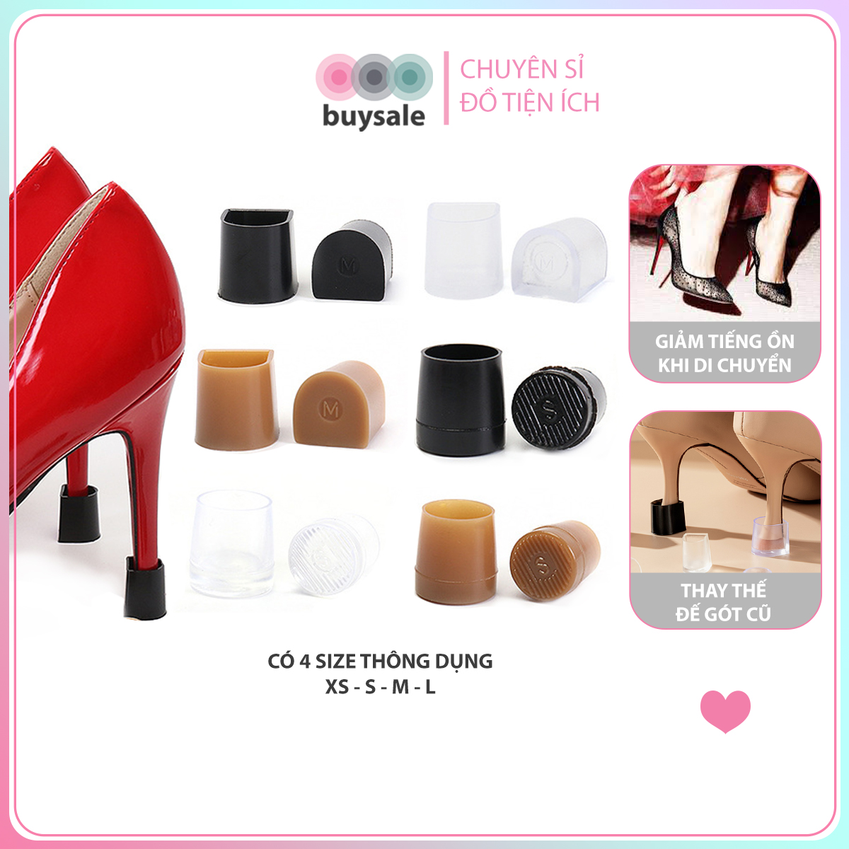 Cặp nút bọc gót giày cao gót chống trượt giảm ma sát giảm ồn dành cho phái nữ - Buysale - BSPK291