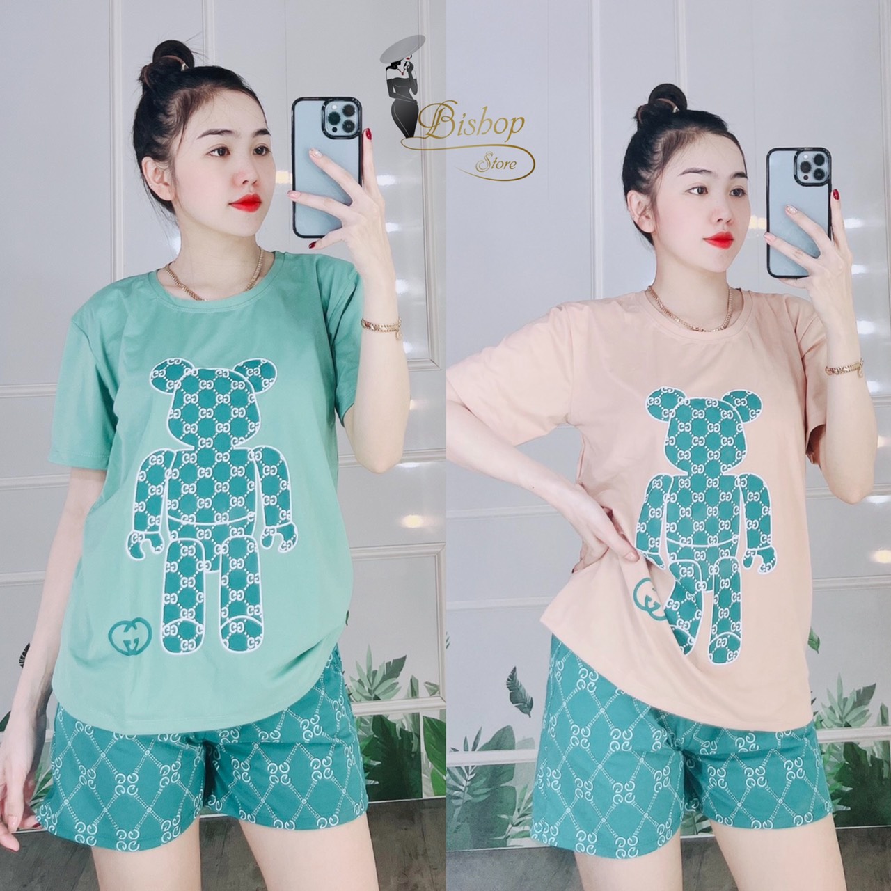 Đồ bộ nữ măc nhà bộ đồ đùi thun cotton form rộng bigsize dễ thương