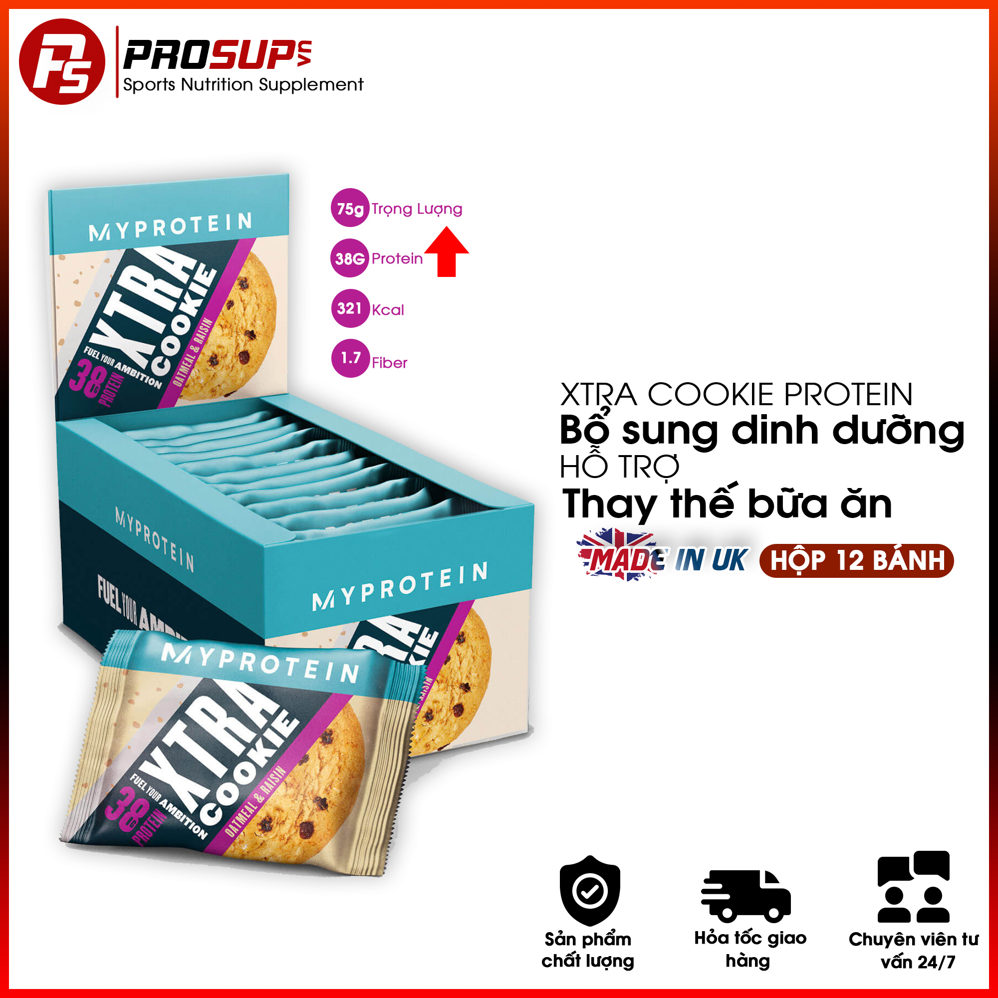 Bánh Cookie Protein - My Protein - Xtra Cookie - Giàu dinh dưỡng bổ sung protein, hỗ trợ ăn kiêng giảm cân
