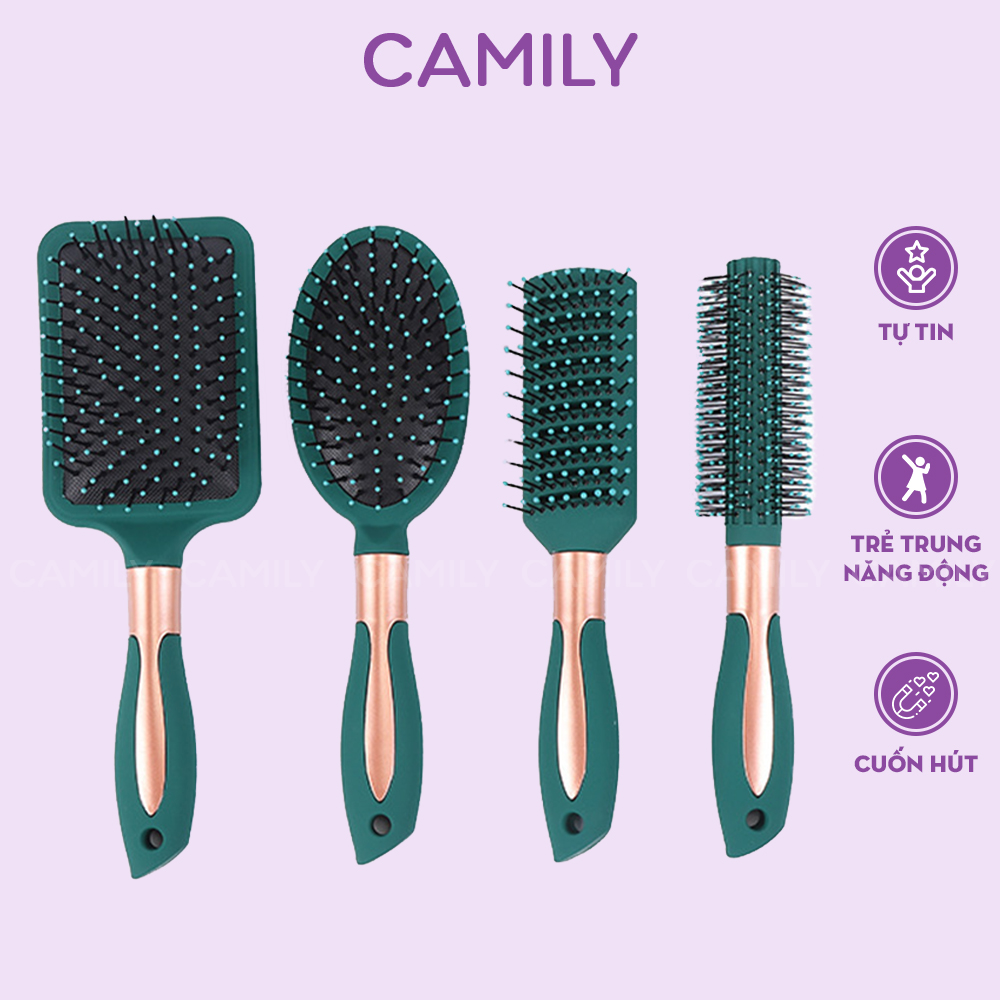 Lược chải tóc Camily lược massage đầu cao cấp gỡ rối lược tạo kiểu tóc chuyên dụng cho salon LC06