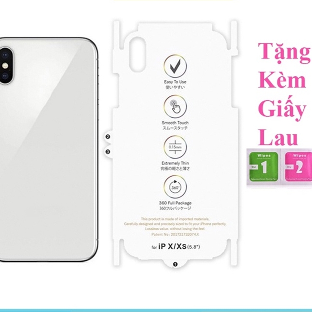 Miếng dán cường lực iphone ppf mặt sau - tặng kèm bộ giấy lau