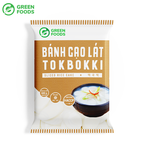 Bánh gạo hàn quốc tokbokki dạng lát green foods 500g