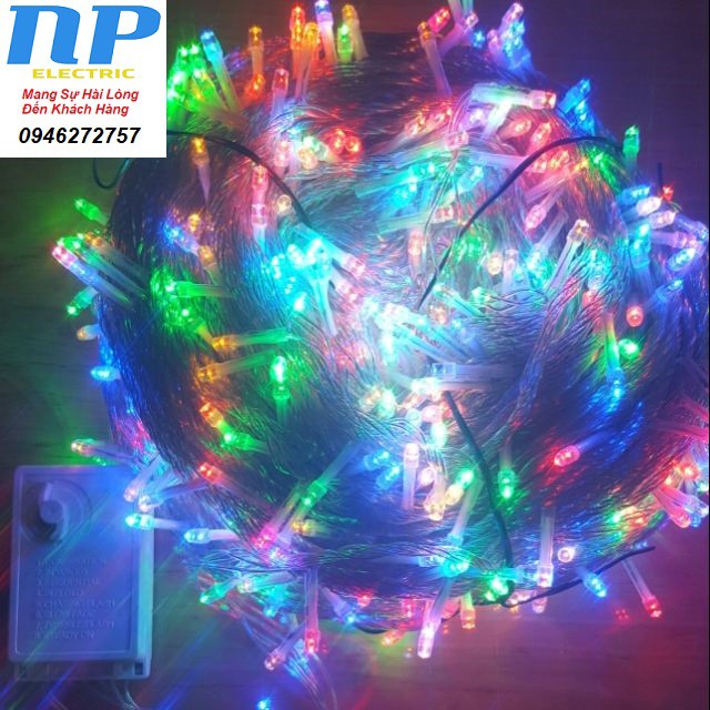 Bộ dây đèn led chớp nháy 100 mét có hộp điều khiển trang trí