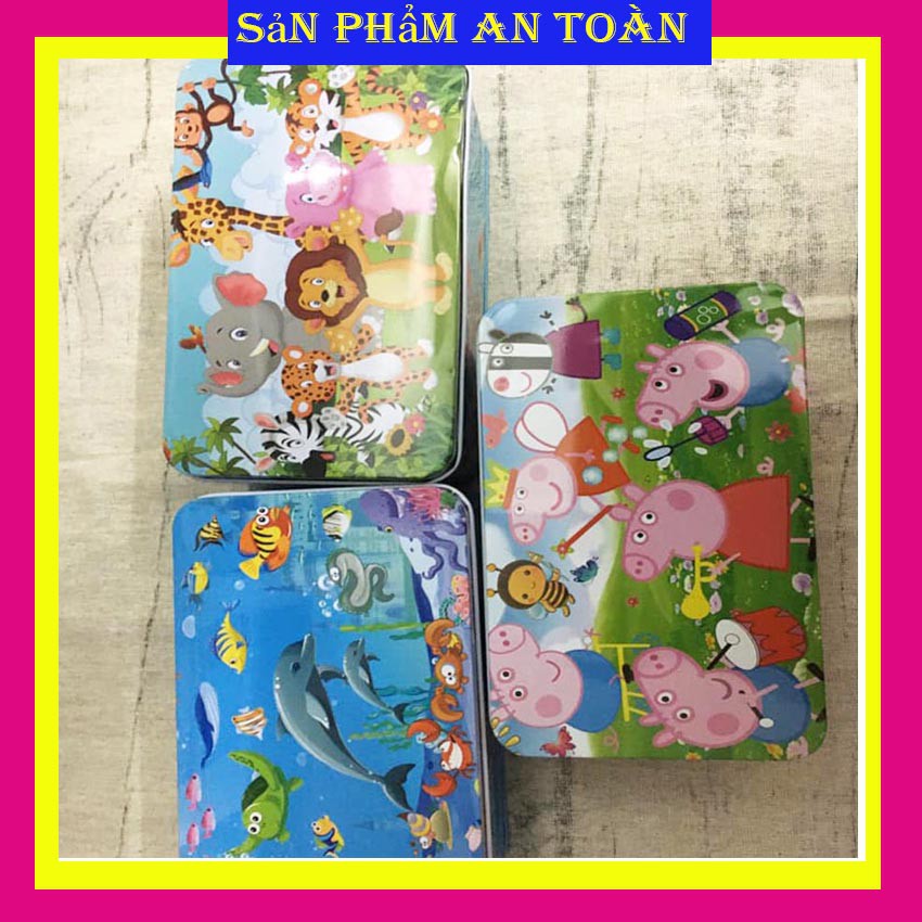 Tranh ghép hình puzzle 200 mảnh gỗ cho bé phát triển trí tuệ- hộp sắt