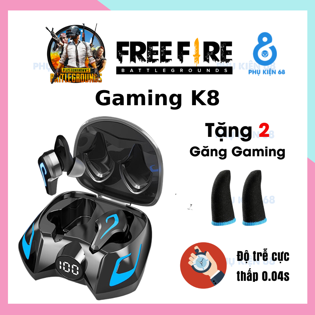 Tai nghe bluetooth gaming amoi k8 bluetooth 5.2 tai nghe chơi game không dây có đèn led độ trễ cực thấp