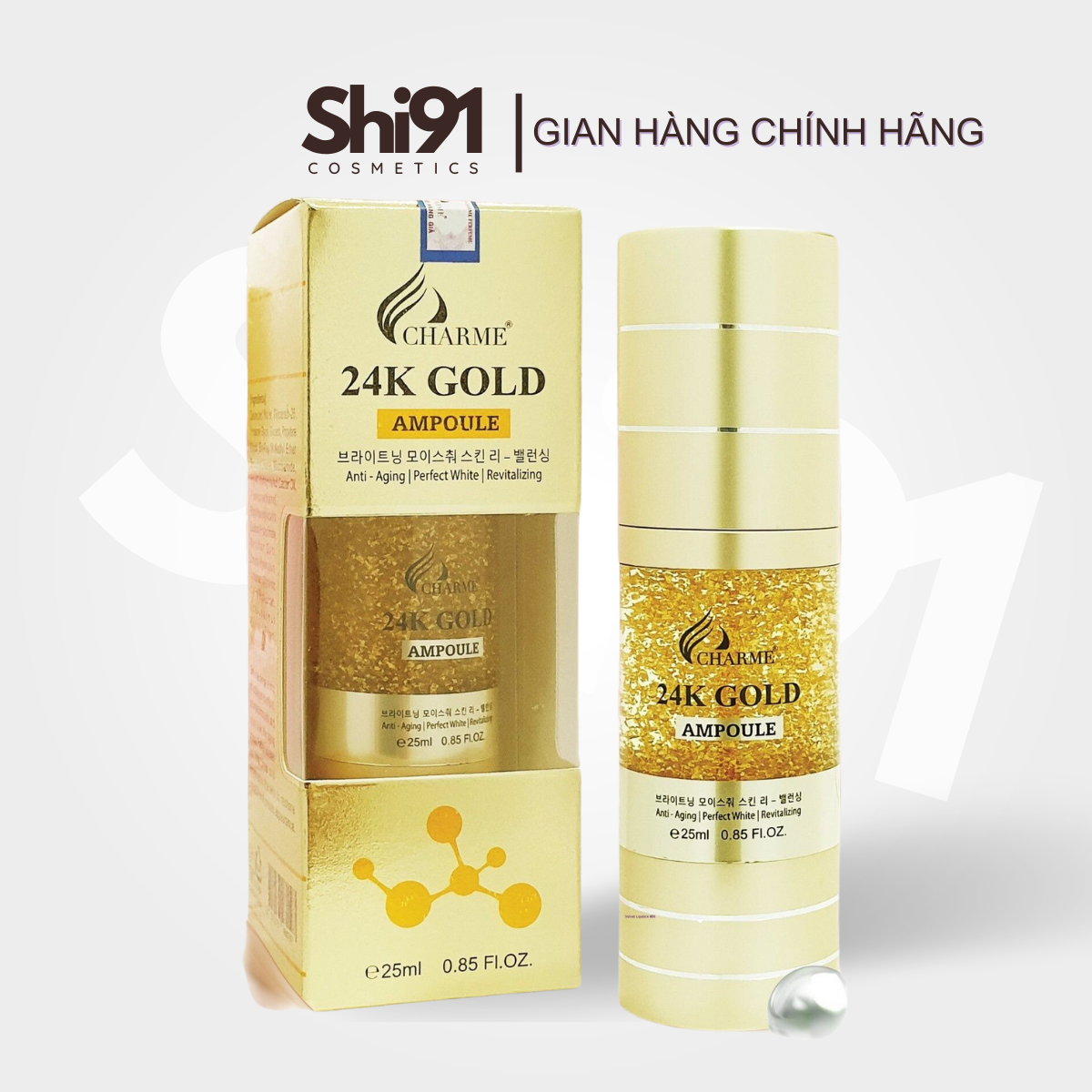 Serum vàng 24k Charme_24k_gold_Ampoule - Thải Độc, Dưỡng trắng, Cấp ẩm,Phục hồi da hư tổn
