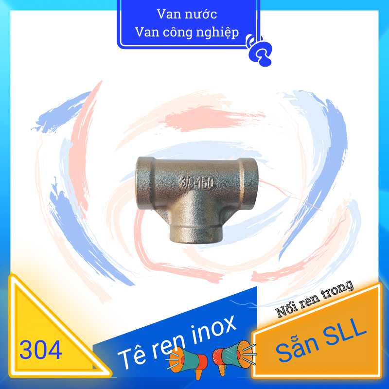 Tê ren inox 304 phi 17 tê chia nước ren trong 3 đầu chất liệu bằng thép không gỉ
