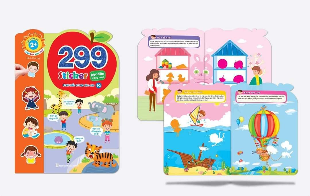 Chọn bộ 6 quyển sách bóc dán phát triển trí tuệ cảm xúc CQ,IQ,EQ 299+ stickers