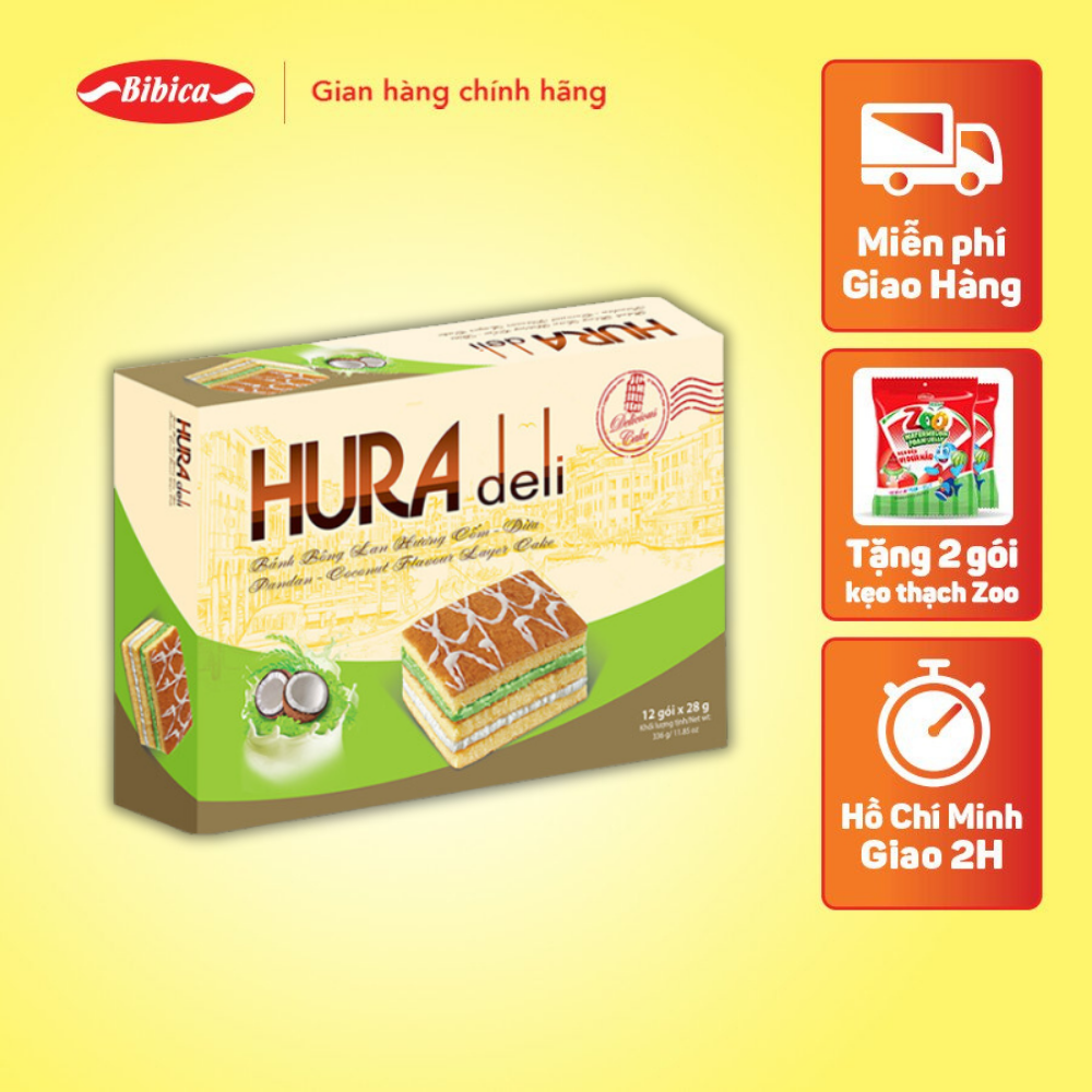 [MUA 3 TẶNG 1] Bánh Hura Deli Cốm - Dừa Bibica 336g