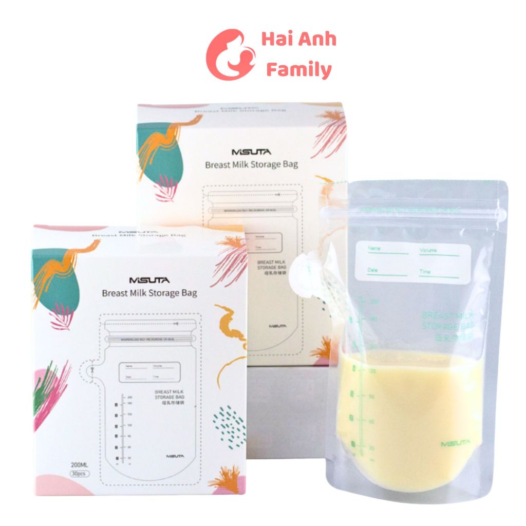 Túi trữ sữa misuta 150ml 200ml, hộp 30 túi