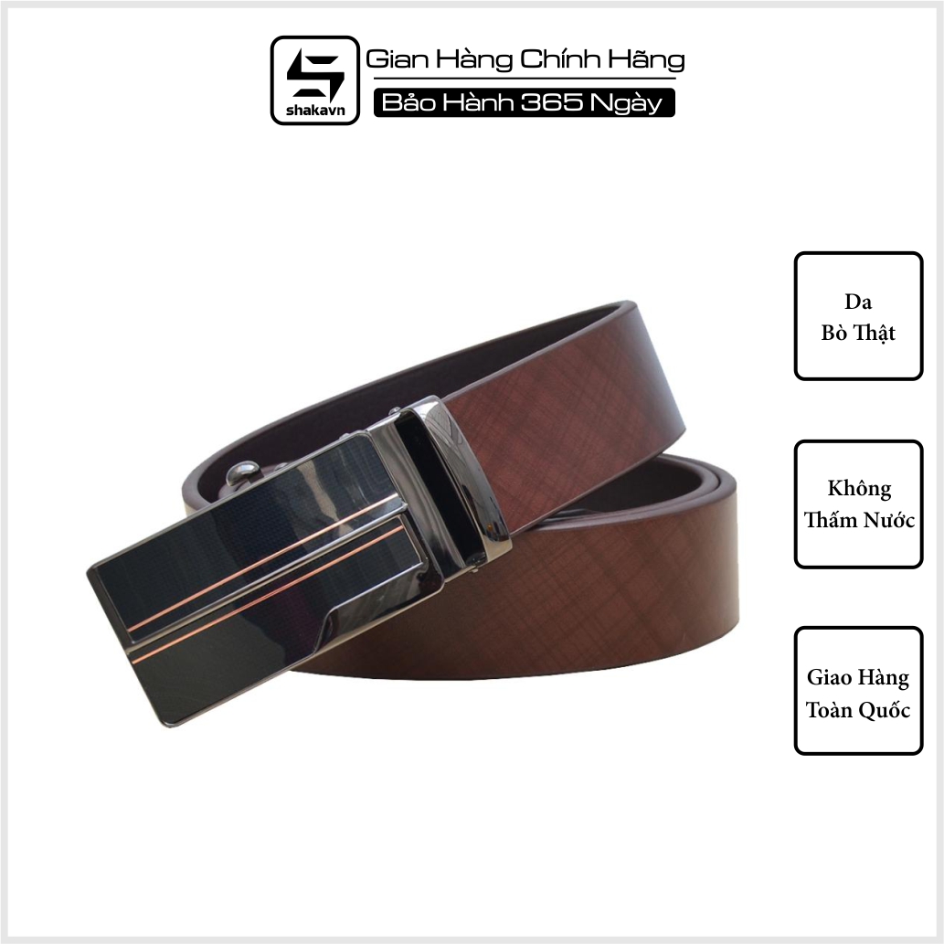 Thắt Lưng Nam Da Bò Shakavn SK513 (nâu đất vân)