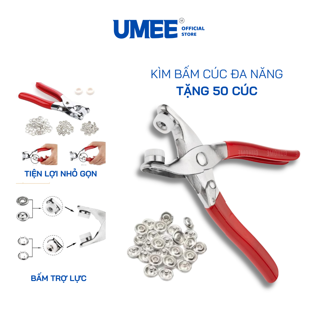 Bộ kìm bấm cúc quần áo - kìm bấm khuy kèm 50 cúc tiện lợi cho gia đình