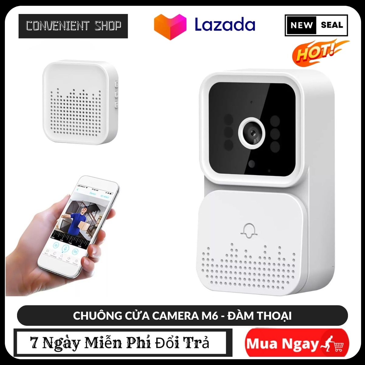 Chuông cổng không dây, chuông cửa không dây thông minh. chuông cửa camera m6 - đàm thoại - chuông cửa không dây, chuông báo khách, chuông cửa cao cấp.