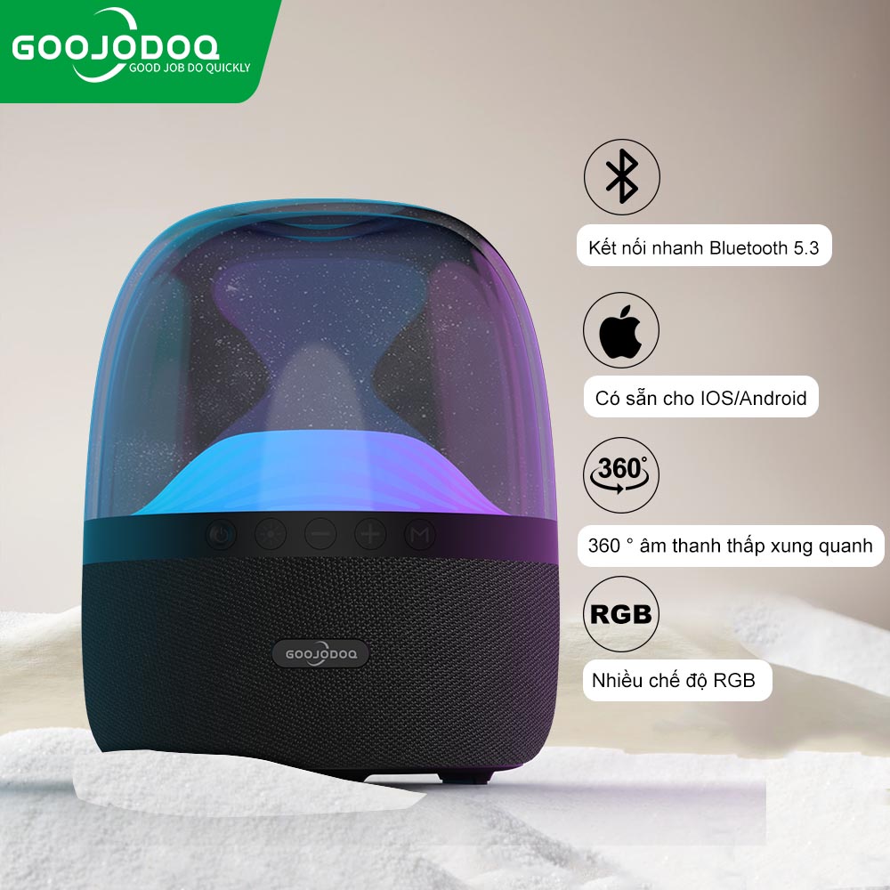 Loa bluetooth mini không dây Goojodoq Di Động TWS 5.3 LED HiFi Hộp Loa âm trầm Ngoài Trời Hỗ Trợ USB 3.5 Mm Thẻ AUX TF