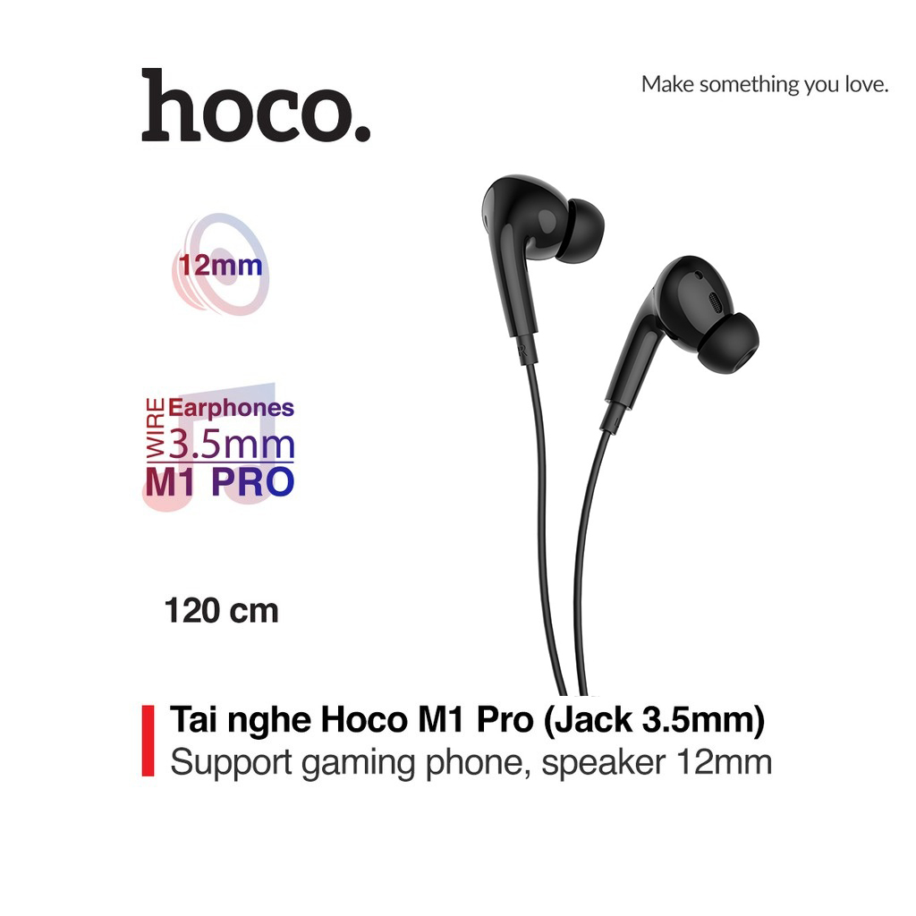 Tai nghe nhét tai có dây Hoco M1 Pro jack 3.5mm chất liệu cao cấp dài 1.2M cho Smartphone