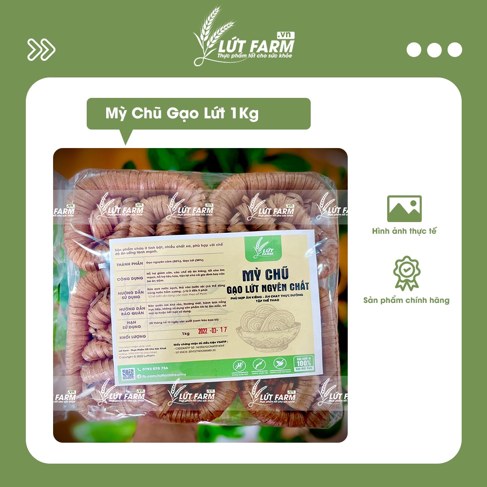 Mỳ chũ gạo lứt lứt farm 1kg