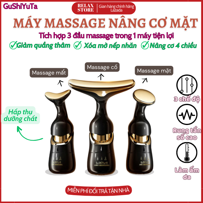 Máy massage 3 trong 1, máy massage mặt 3 trong 1, máy mát xa nâng cơ 4 chiều đa năng giúp làm săn chắc da giảm nếp nhăn ngăn ngừa quầng thâm mắt, máy massage nâng cơ mặt hàn quốc, máy massage mặt