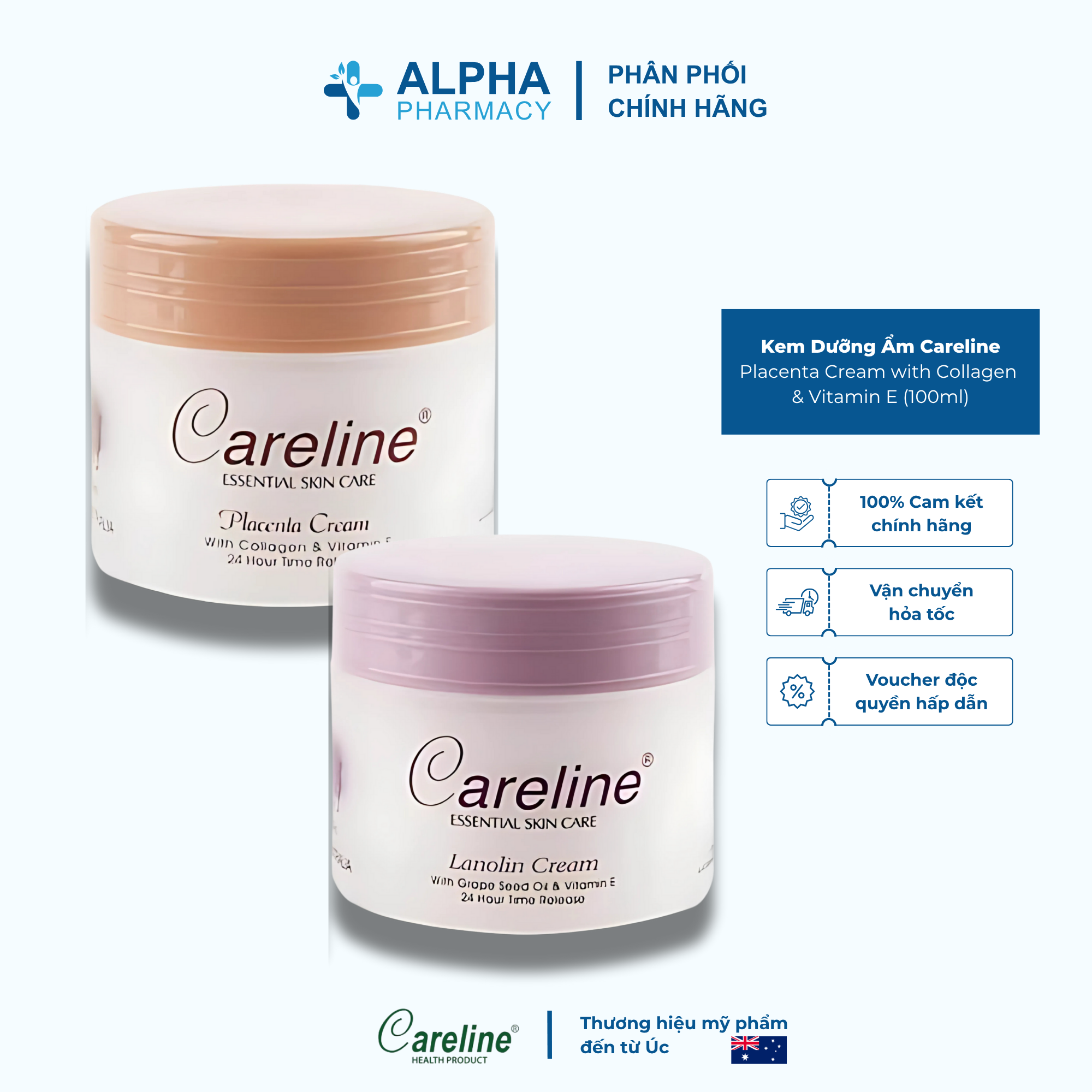 Careline Placenta Cream with Collagen & Vitamin E – 100ml