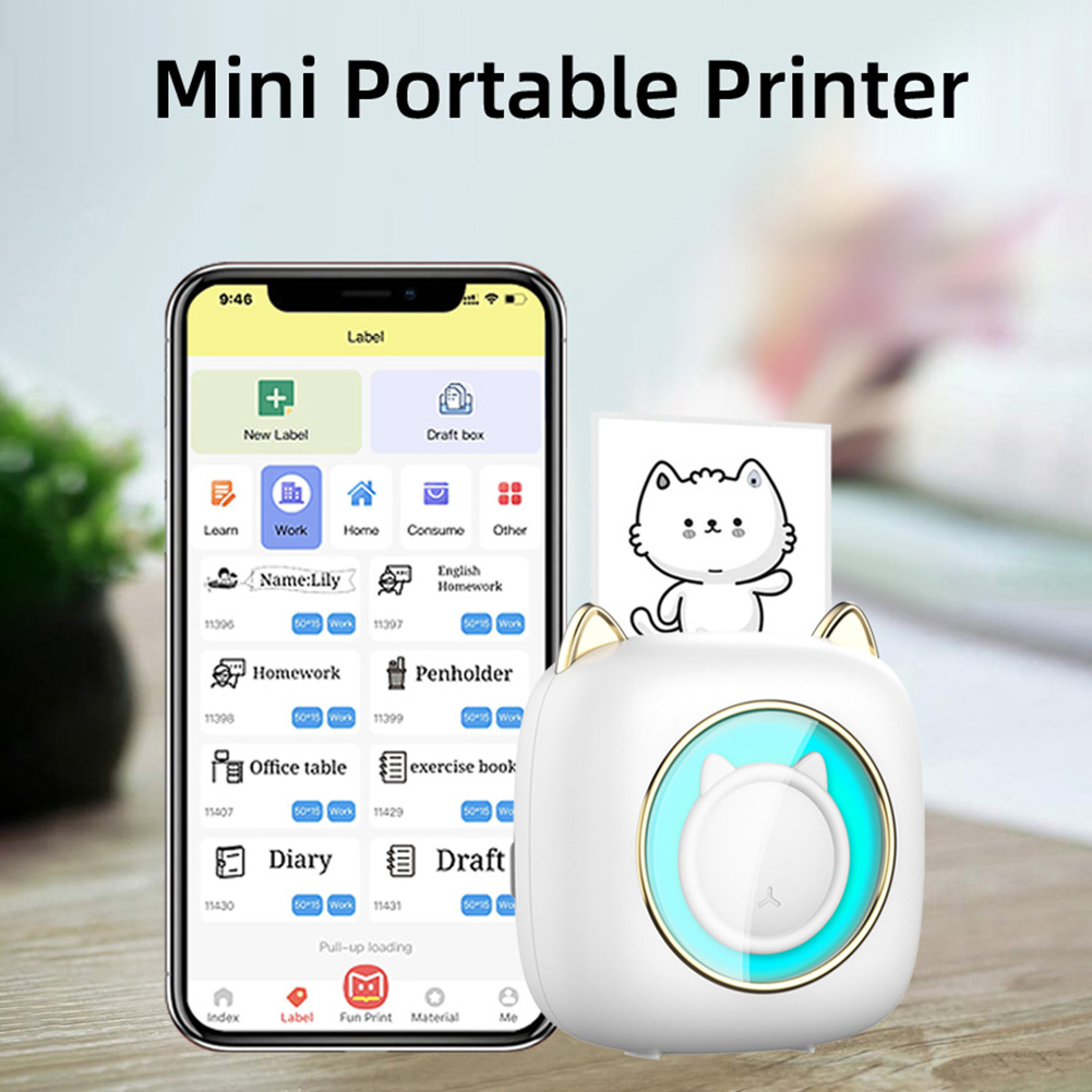 Mini máy in xách tay máy in nhiệt ảnh Lable in ấn Pocket máy in DIY in ấn không Dây BT kết nối 200dpi máy in