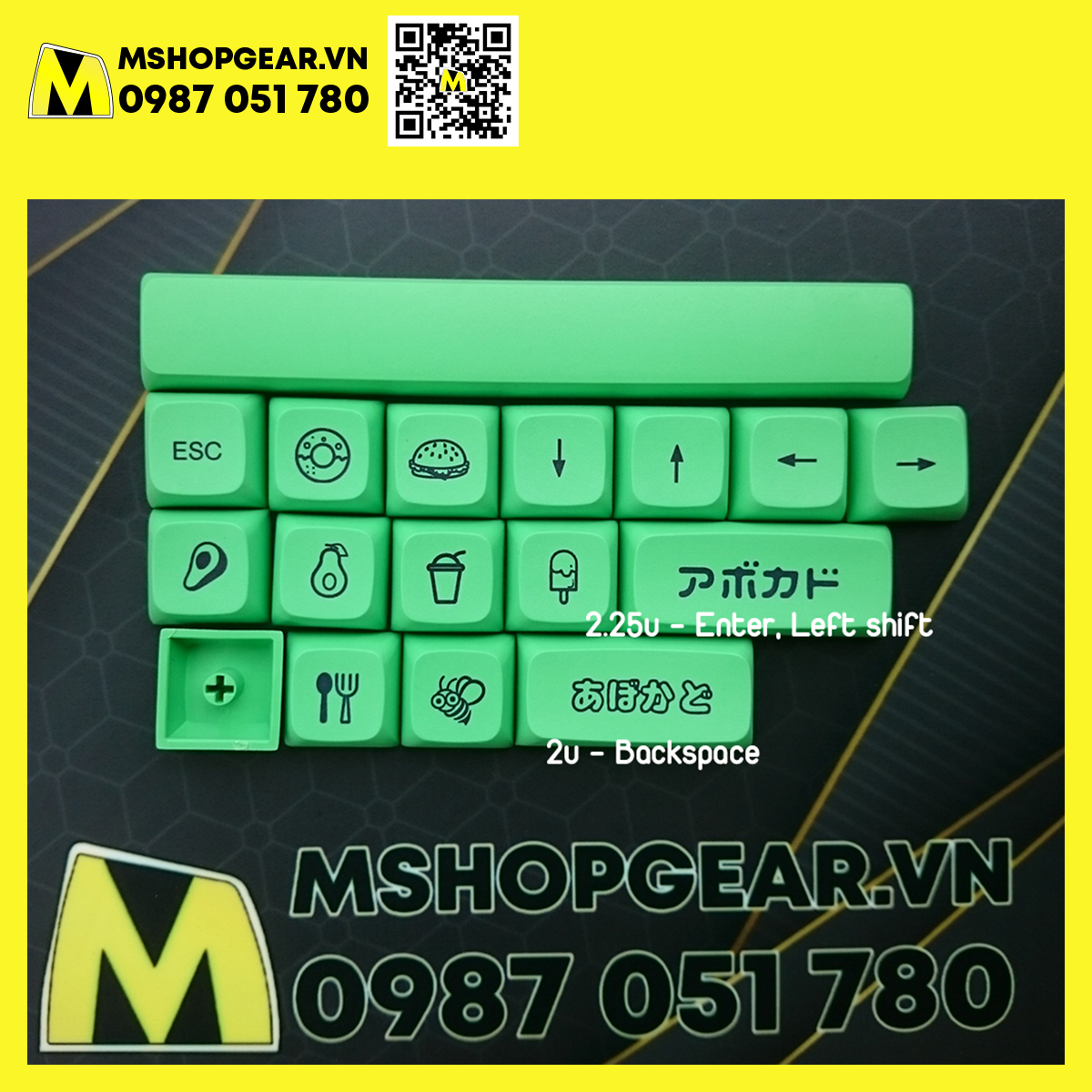 Keycap Avocado XDA profile dye-sub - Số lượng nút như hình