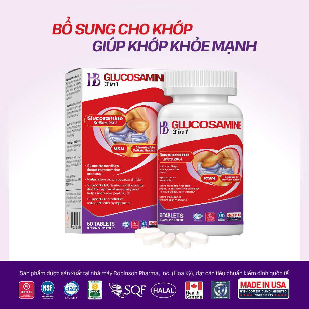 Hb Glucosamin 3 in 1 Pills to Reduce Joint Pain Symptoms