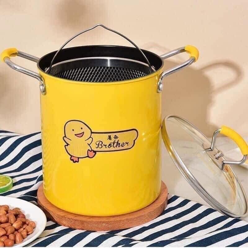 NỒI CHIÊN NGẬP DẦU VỊT VÀNG CÓ RỔ CHIÊN INOX -nồi chiên ngập dầu mini-Nồi chiên điện dung tích 2.0l Nồi chiên ngập dầu Chiên giòn khoai,GÀ ,Thực phẩm ngập dầu