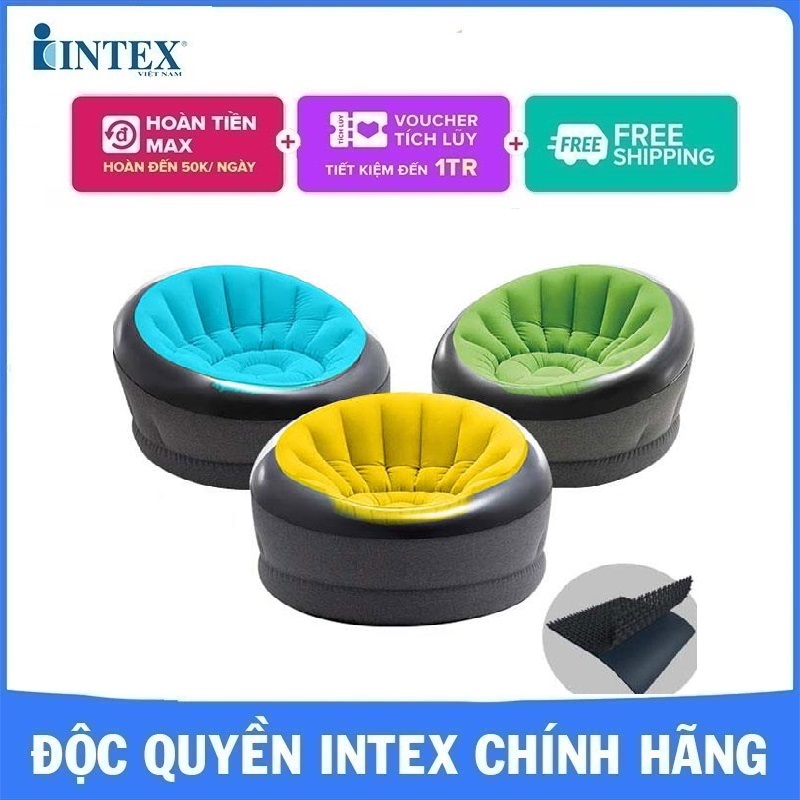 [ TẶNG BƠM ĐIỆN 260K ]Ghế hơi sắc màu mẫu mới chính hãng INTEX 66582 - ghế hơi, đệm hơi, giường hơi, nệm hơi