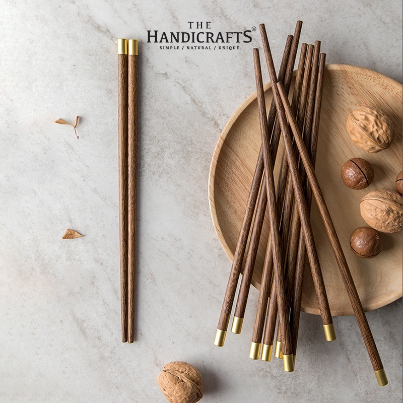 Đũa gỗ gụ bọc đồng phong cách Nhật Bản không sơn tốt cho sức khỏe | The handicrafts
