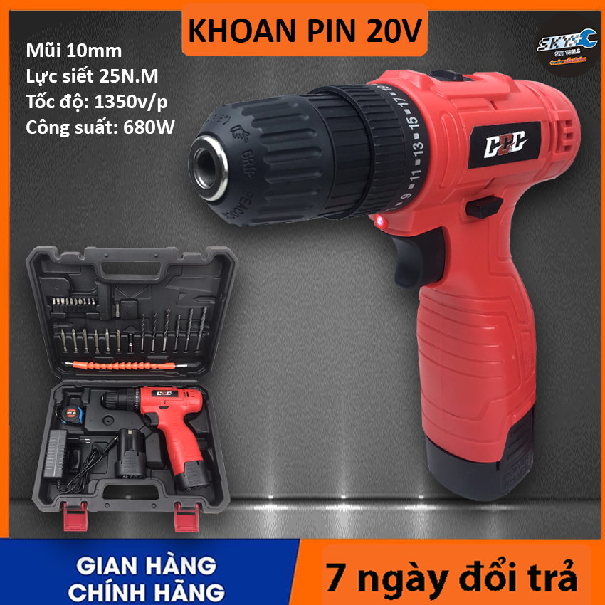 Máy khoan Pin 20V bắt vít cầm tay máy khoan cầm tay , máy khoan mini dùng pin 20V , máy khoan bắn vít , máy bắn vít, dùng khoan gỗ tháo vặn vít bắn tôn, khoan pin mini,có sạc, 2 pin và hộp đầy đủ phụ kiện Bảo hành 3 tháng