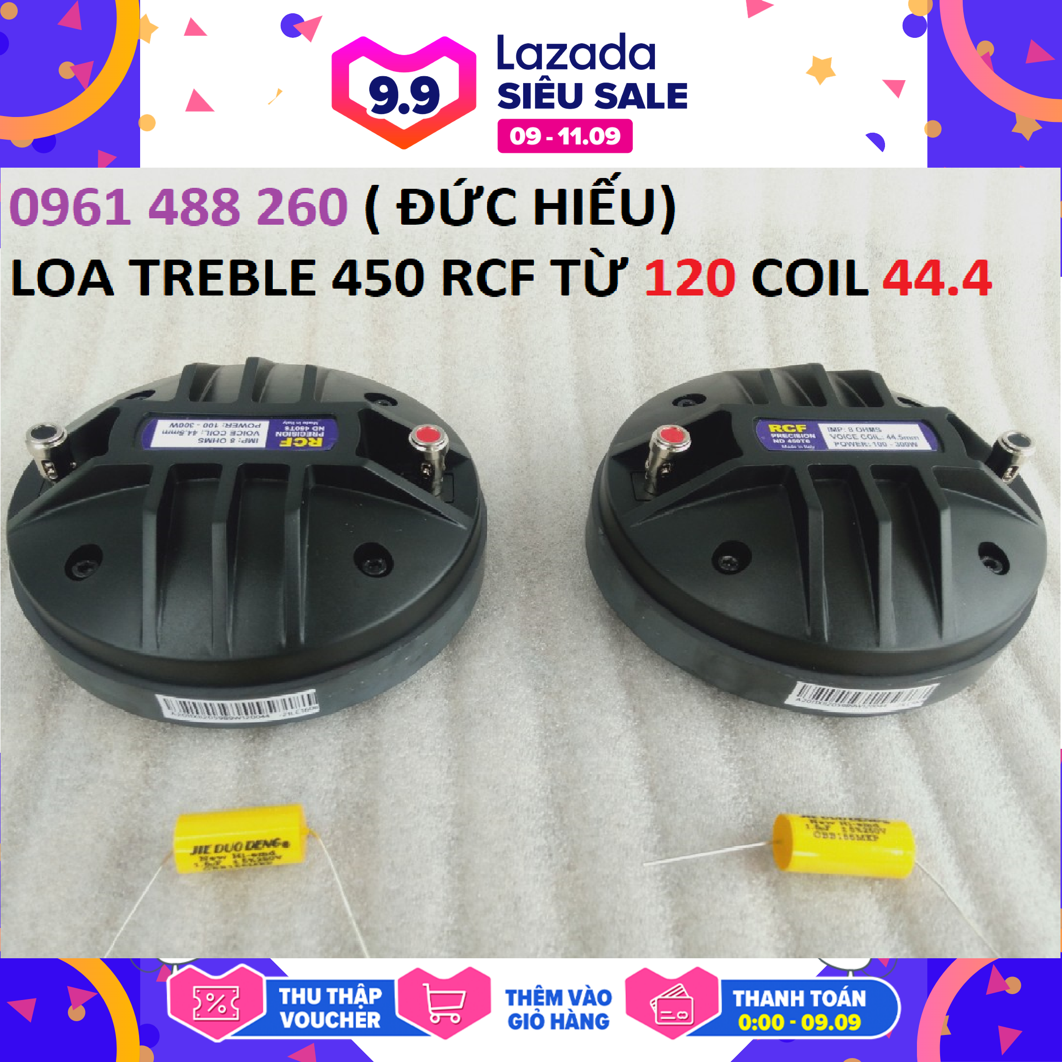 2 CỦ LOA TREBLE 450 RCF TỪ 120 COIL 44.4 NHẬP KHẨU
