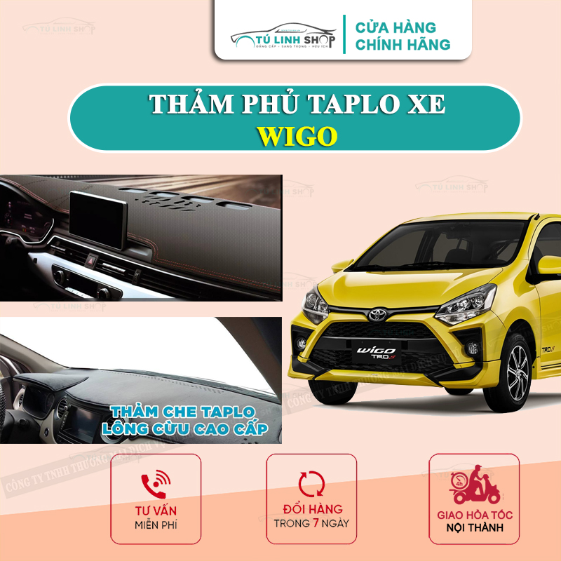 Thảm taplo WIGO chính hãng MINCAR hoặc bằng lông Cừu 3 lớp và Da Cacbon