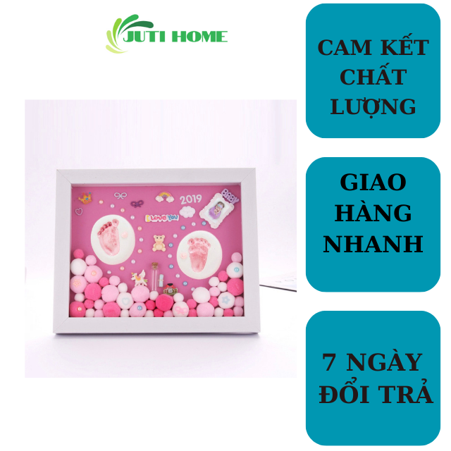 Bộ khung hình in dấu vân chân vân tay cho bé lưu giữ kỉ niệm đầu đời 23x28cm