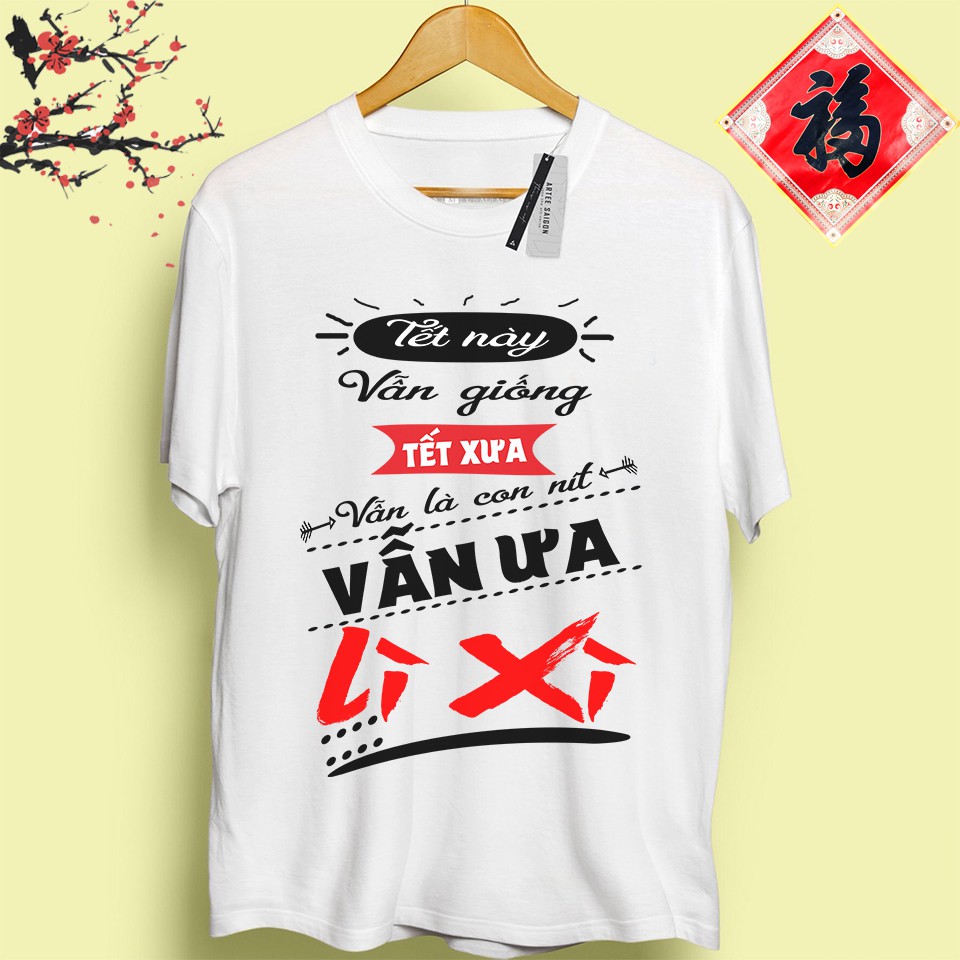 Áo phông nam nữ xuân canh tý áo thun gia đình tết lì xì 2020 happy new year tshirt