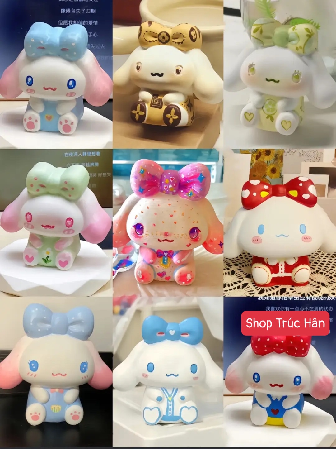 Combo 10 tô tượng thỏ mini - cinnamoroll - hoat hình 3d thạch cao