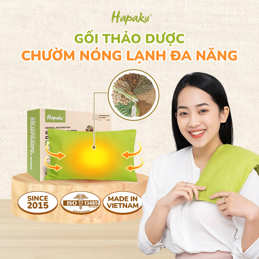 Gối Chườm Nóng Thảo Mộc Gối Đa Năng Hapaku Giảm Đau Bụng Kinh, Gối Chườm Vai Gáy Cổ