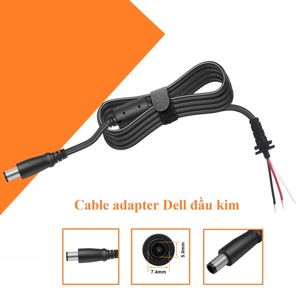 Dây nguồn đầu ra sạc laptop DELL ĐẦU KIM TO 7.4mmx5.0mm
