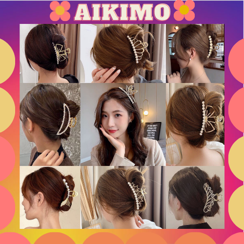 Kẹp tóc Hàn Quốc đính đá sang chảnh Cặp tóc càng cua kim loại nhiều kiểu tùy chọn xinh cho nữ cỡ lớn siêu nhẹ Aikimo KD3