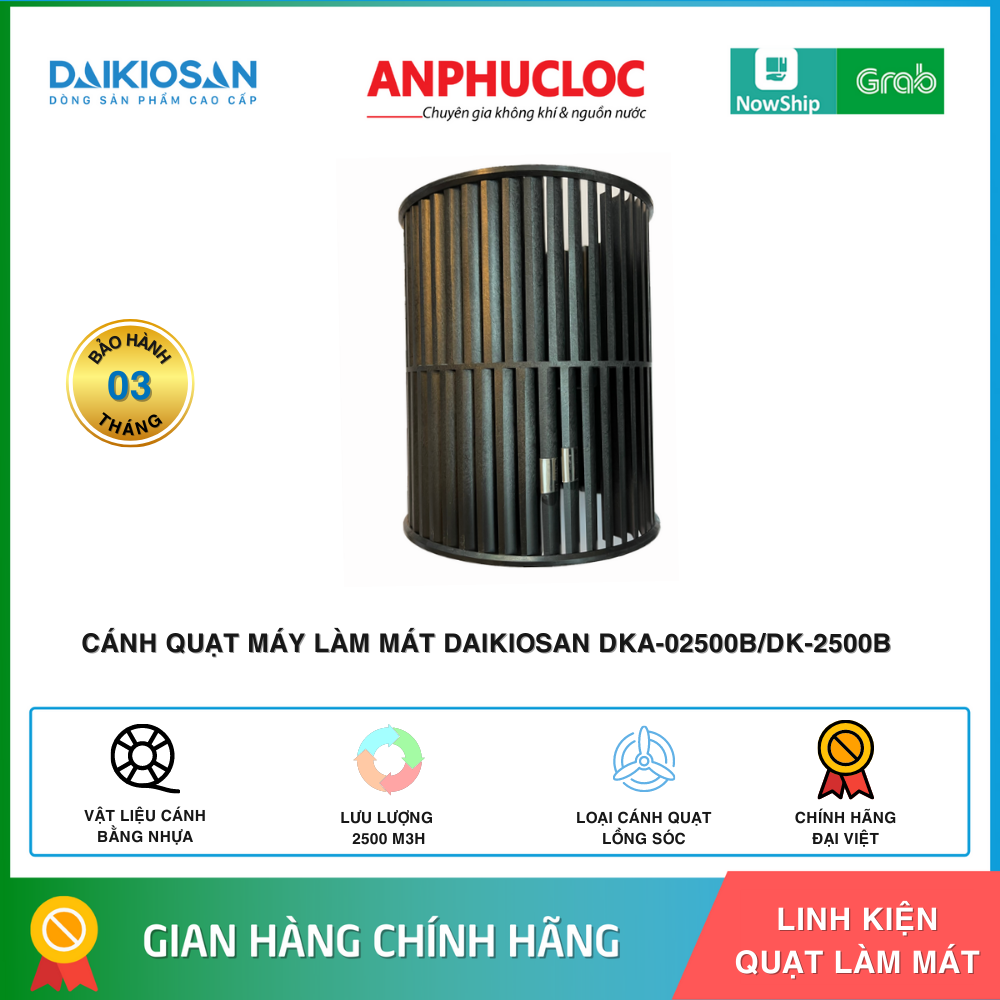 Cánh quạt máy làm mát daikiosan dka-02500b chính hãng