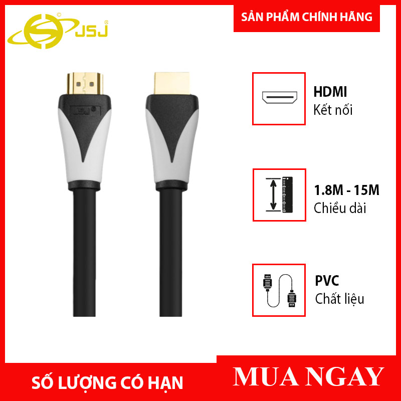 Dây cáp hdmi dài 1.8m loại tròn jsj-h400