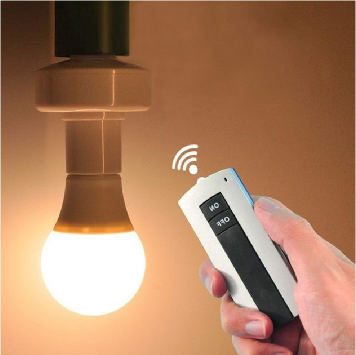Đui đèn E27 điều khiển từ xa xa xuyên tường không dây màu đen