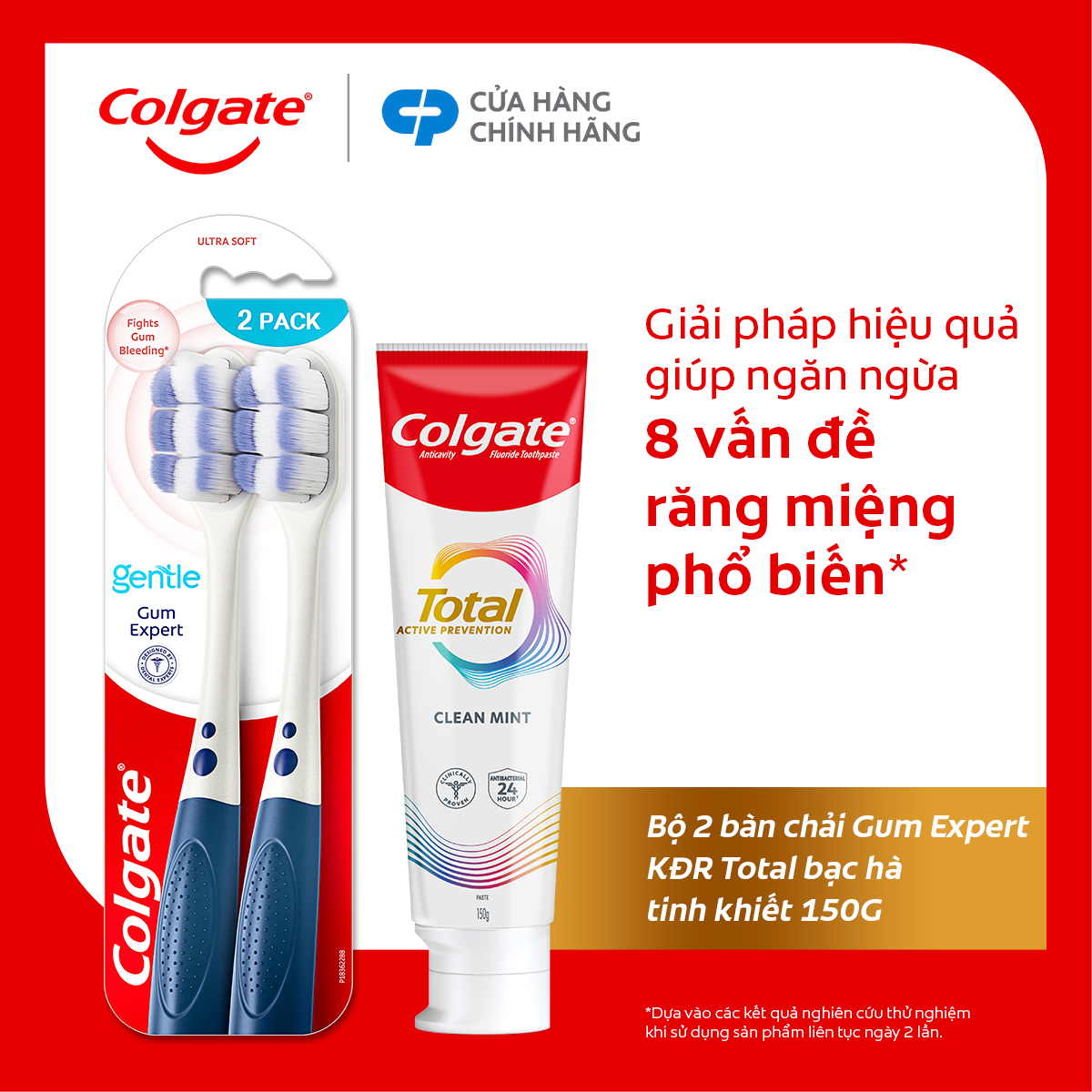 Bộ sản phẩm Colgate Total chăm sóc răng miệng toàn diện (Kem đánh răng  Bàn chải)
