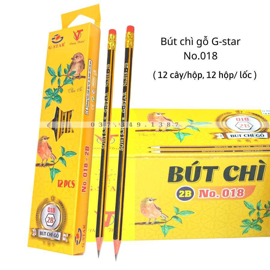 Hộp 12 cây bút chì gỗ 2b gstar 018