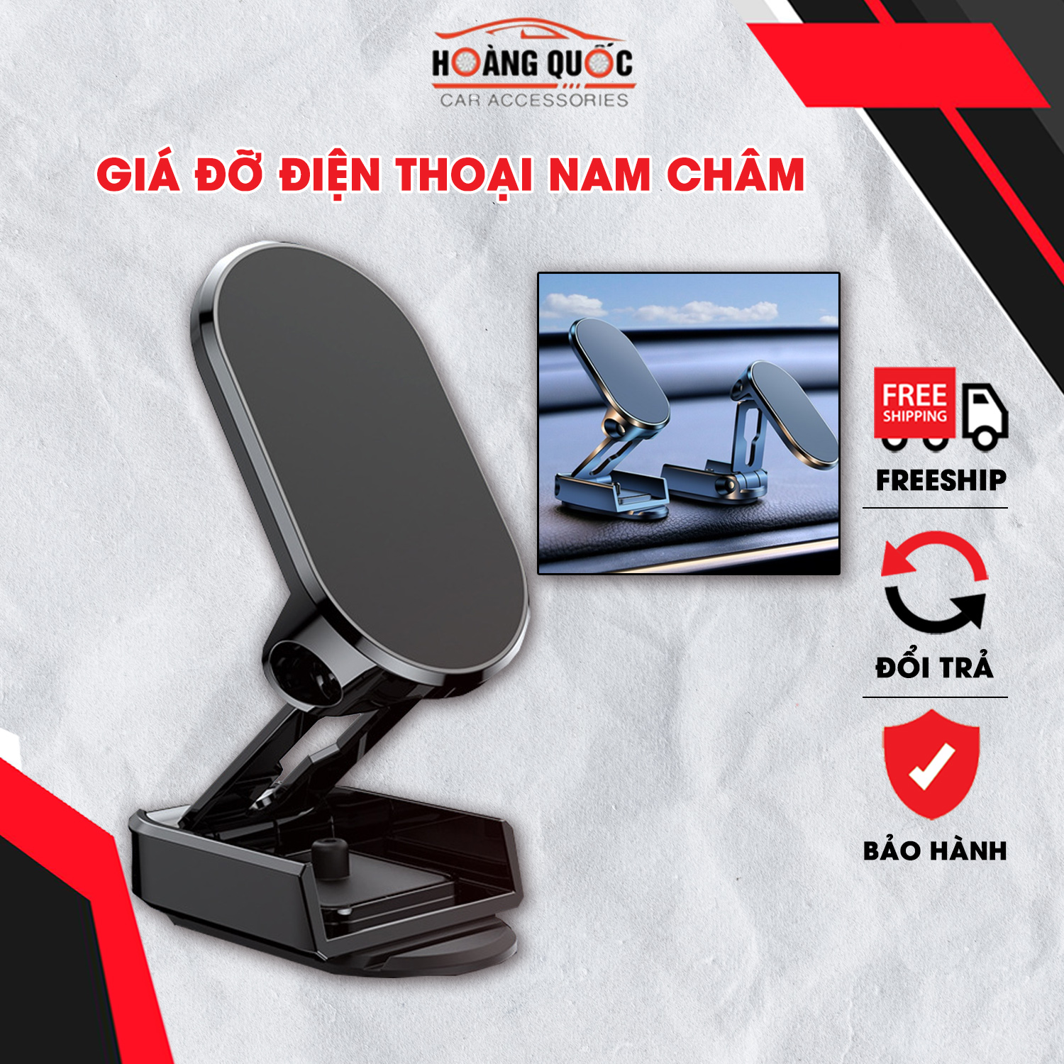 Giá đỡ điện thoại nam châm xoay 360 độ, giá đỡ điện thoại trên ô tô hút nam châm cực mạnh