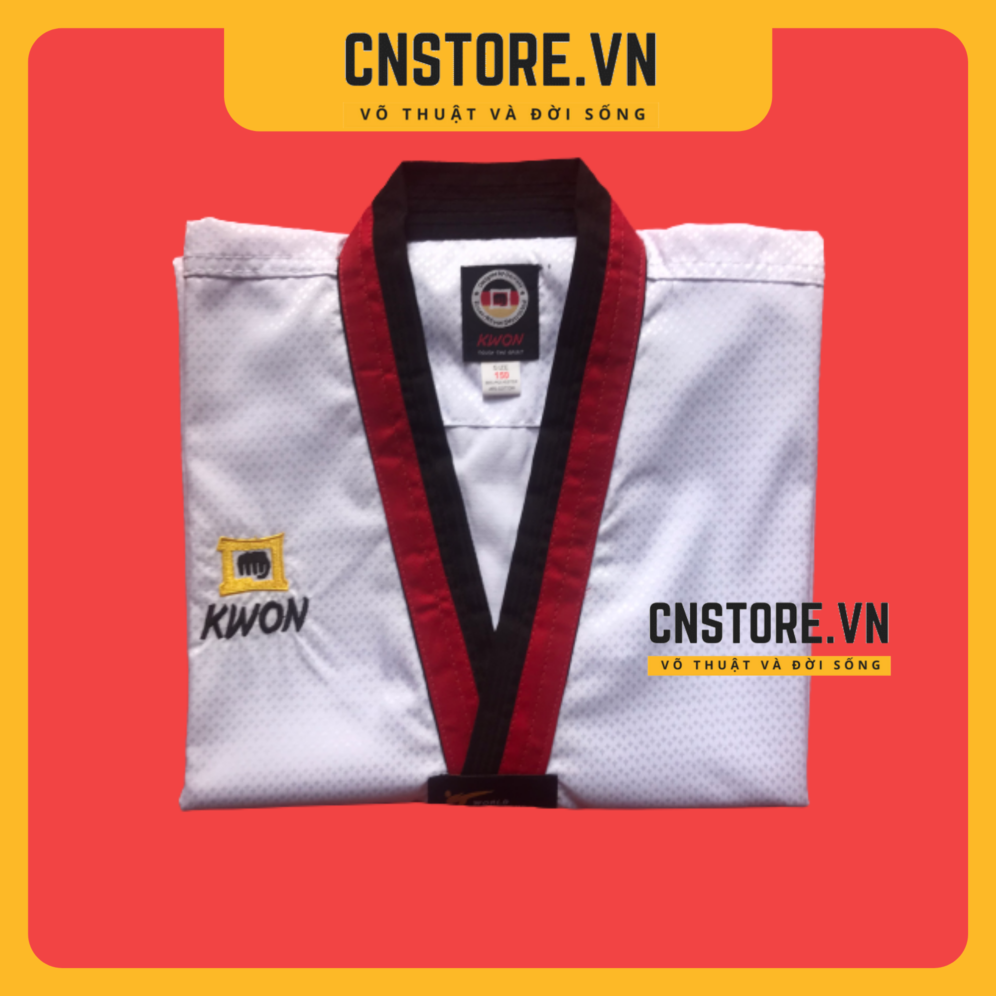 Võ Phục Taekwondo Cổ Đỏ Đen Kwon Kim Cương Siêu Nhẹ Mát Mẻ Thoải Mái