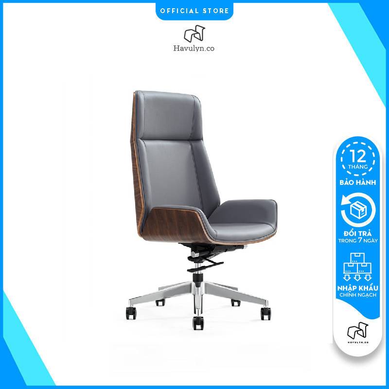 [TẶNG 50K]Ghế Da Văn Phòng, Ghế Giám Đốc Xoay 360 Độ Khung Gỗ Bọc Da PU Chân Sắt Bằng Thép Không Gỉ HAVULYN-VP21 Ghế giám đốc lưng gỗ